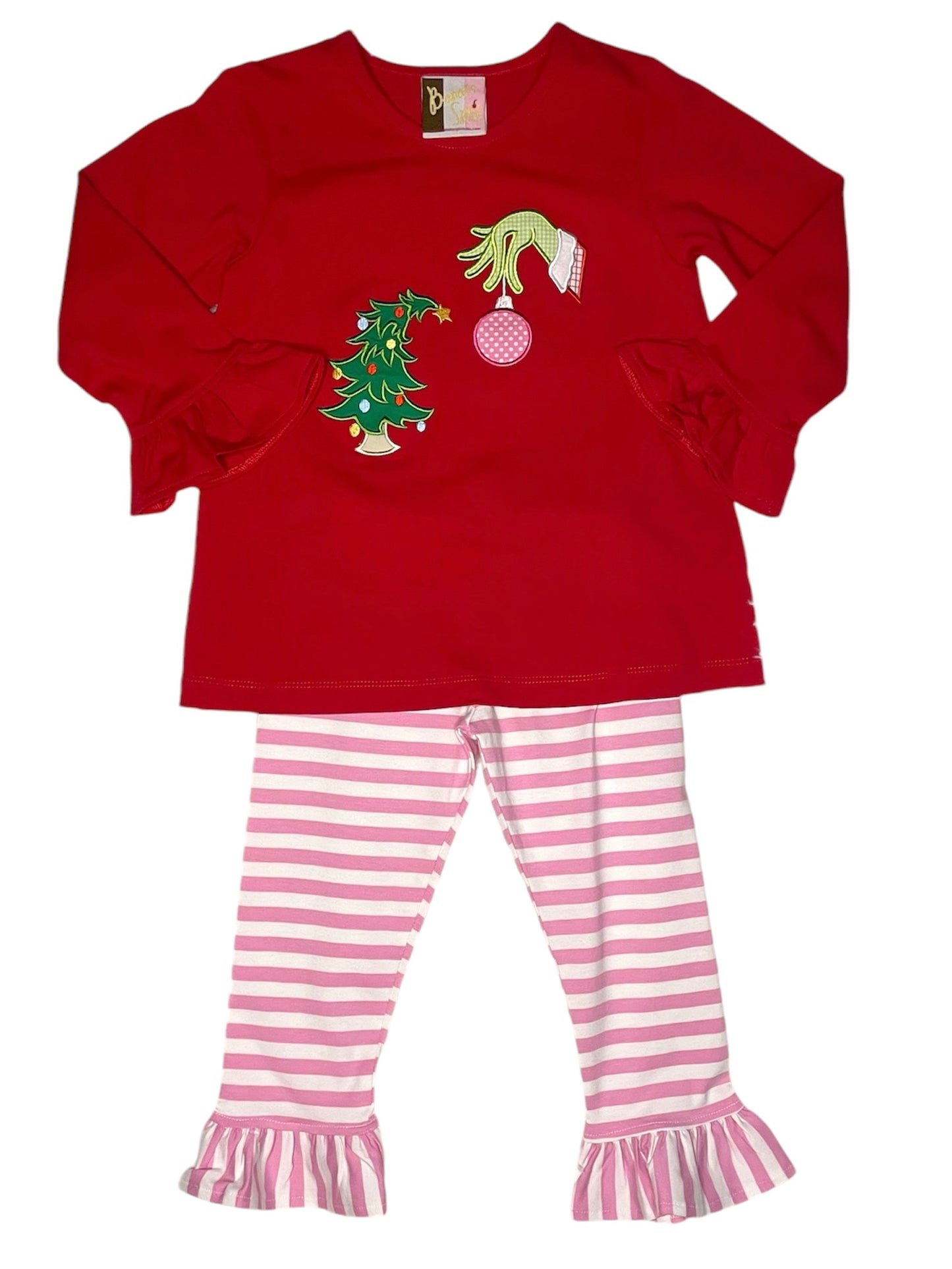 Green and Grumpy Ruffle Pant Set