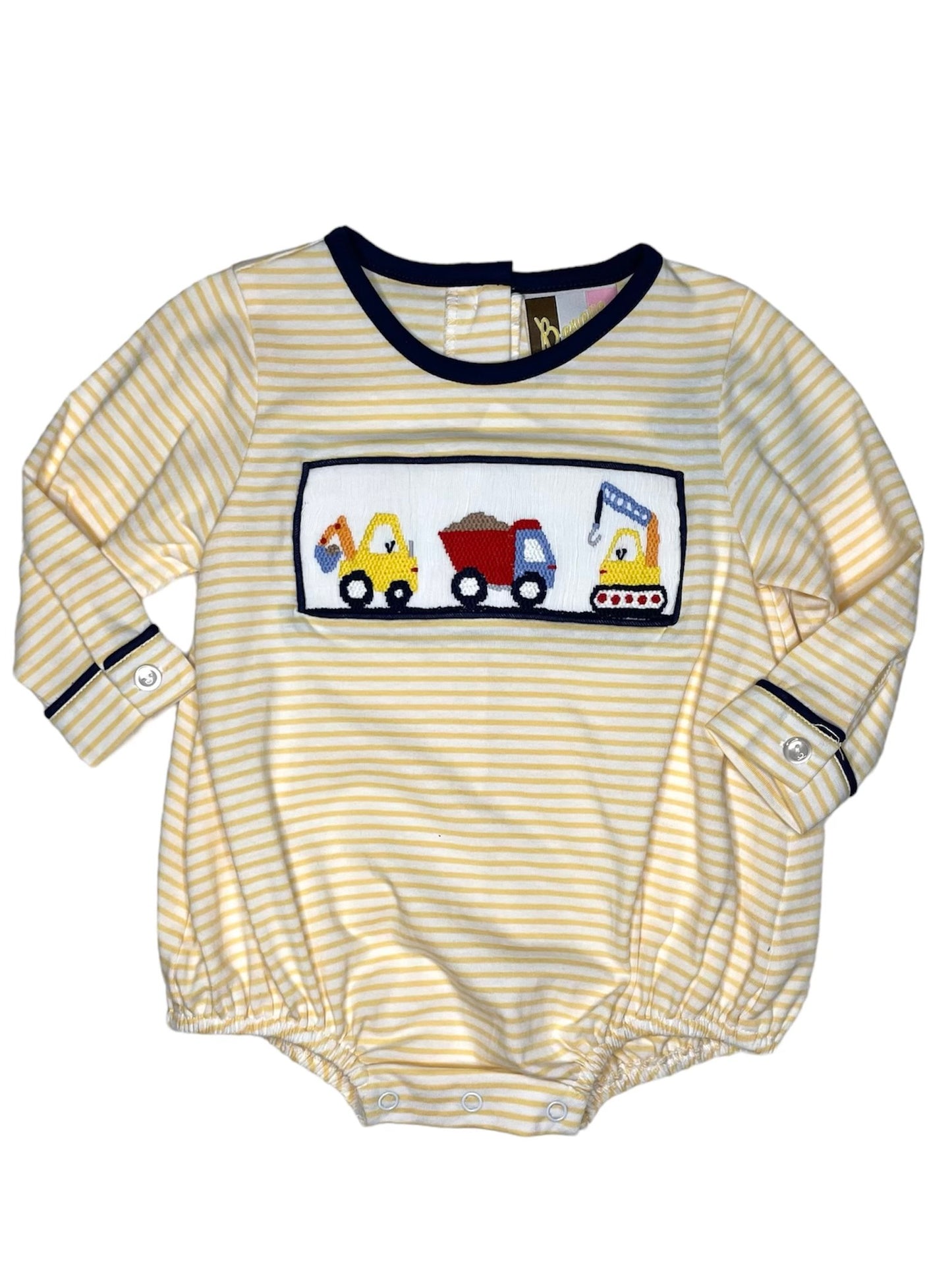 Construction Smocked Boys Bubble