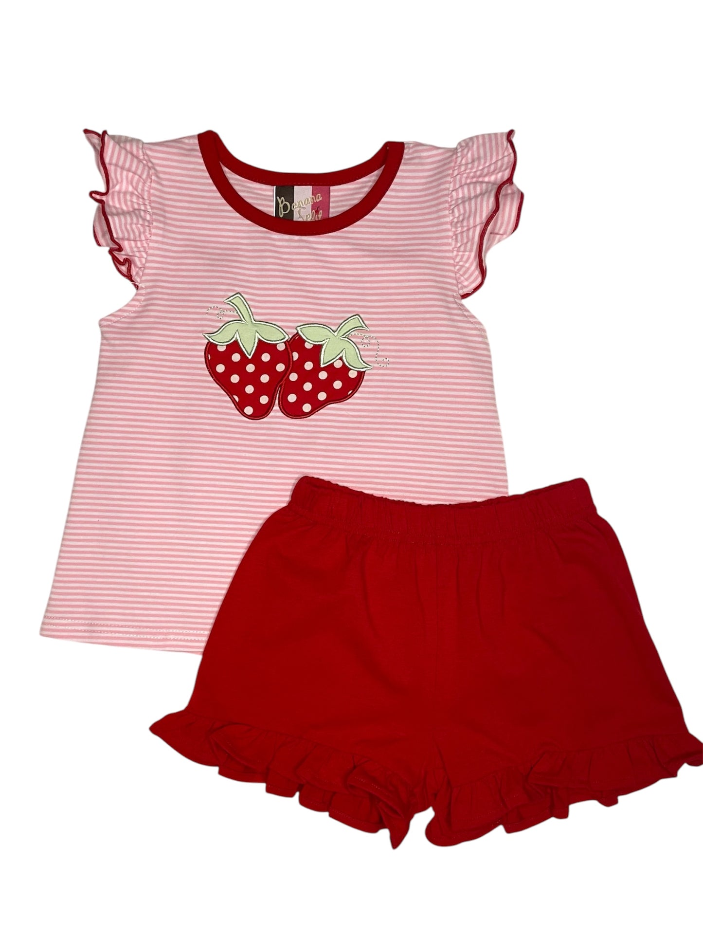 Strawberry Applique' Girls Short Set