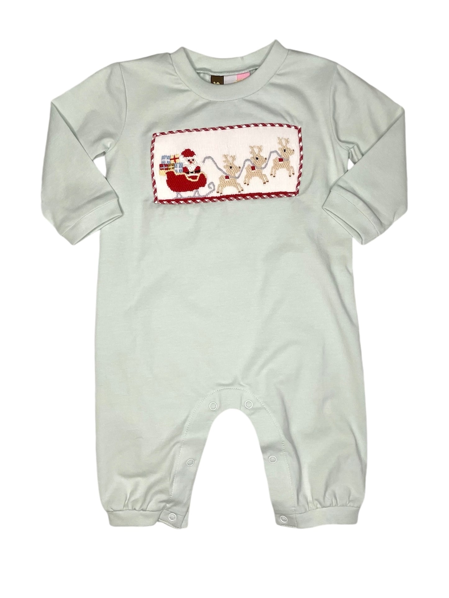 Santa's Sleigh Smocked Boy's Romper
