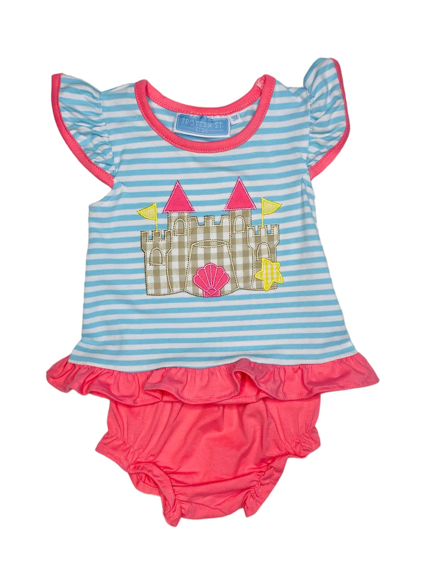 Sand Castle Girl's Flutter Diaper Set