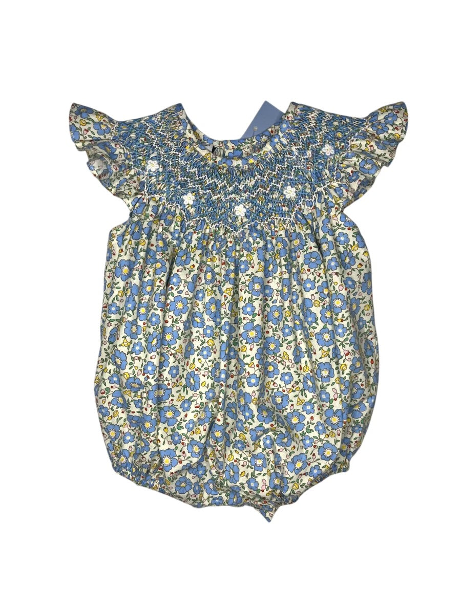 Becca Blue/Yellow Floral Smocked Bubble