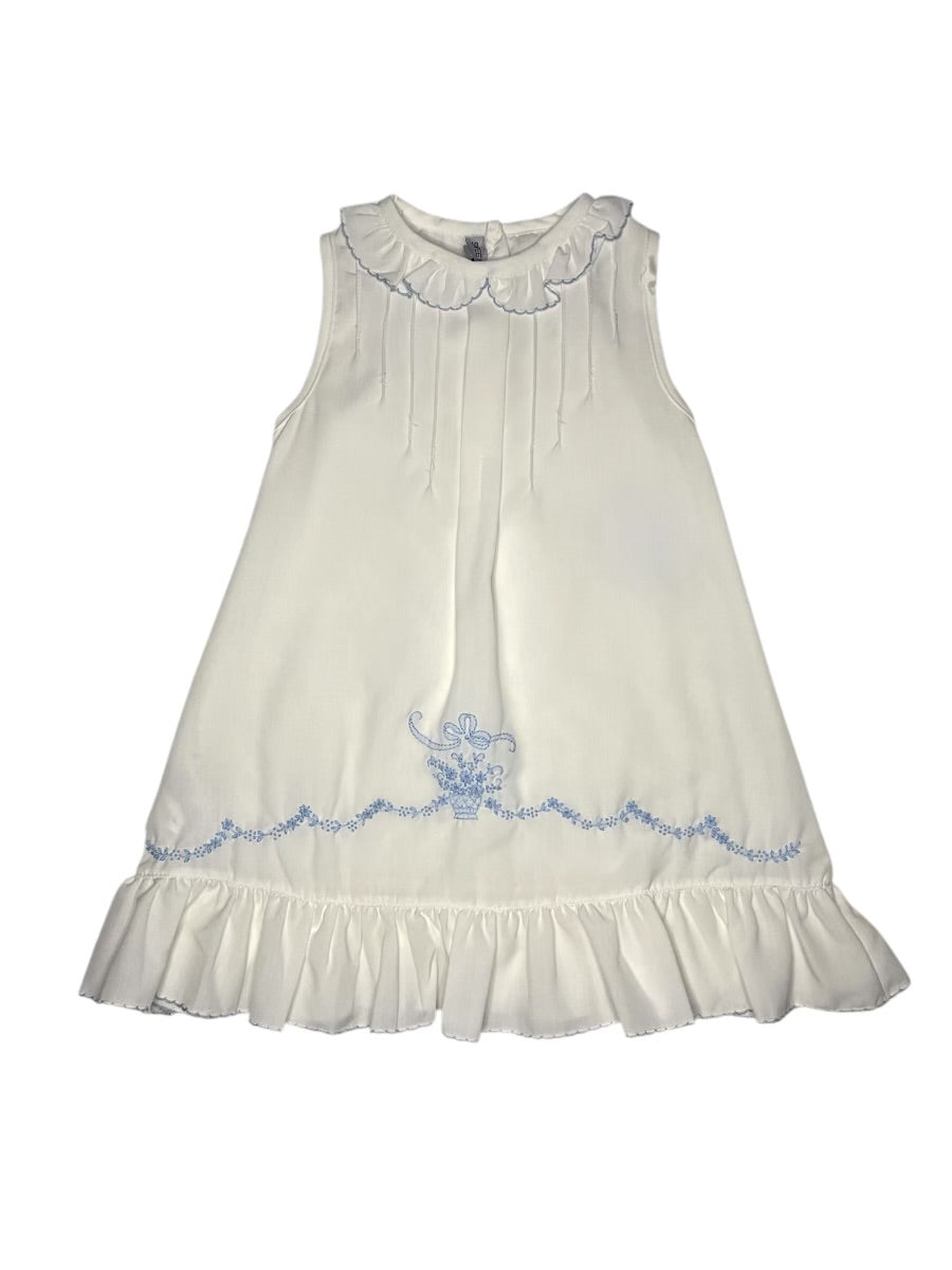 Blue Vase Embroidered White Gown