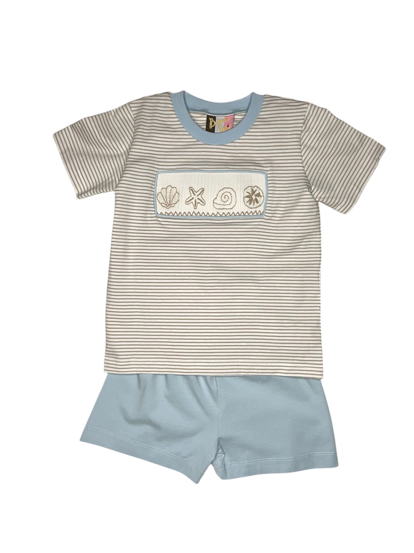 Seashell Smocked Boys Short Set