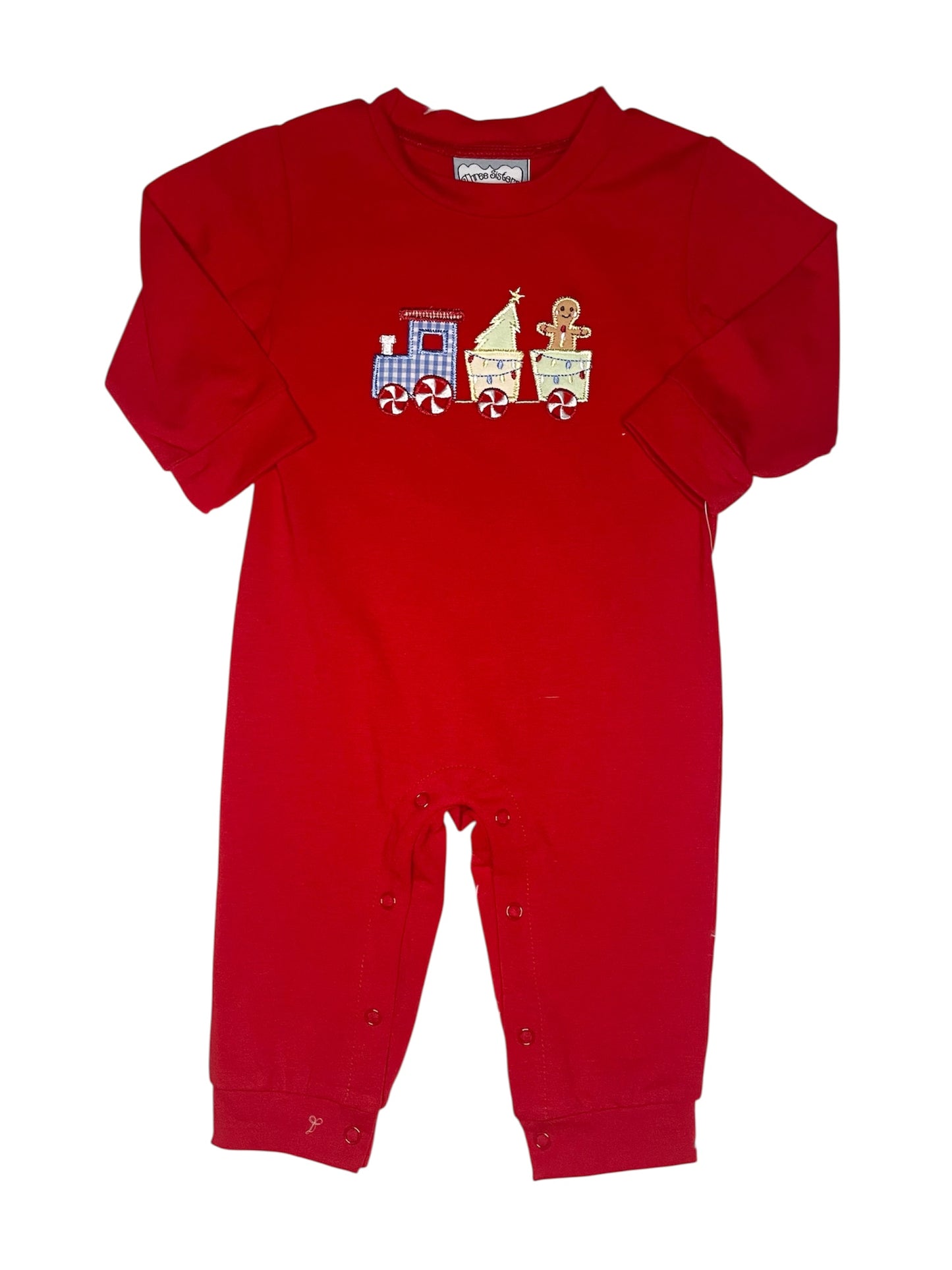 Three Sisters- Christmas Train Boys Romper