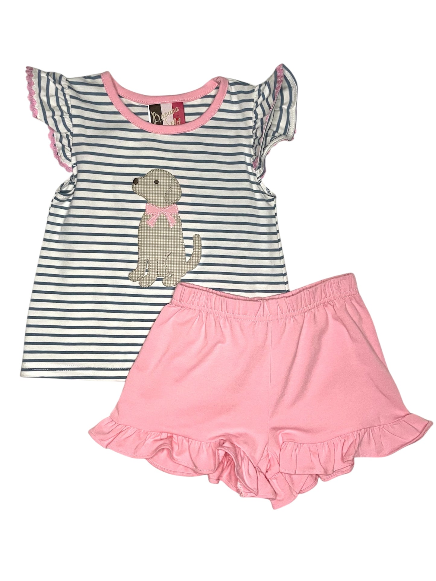 Puppy Applique Girls Short Set