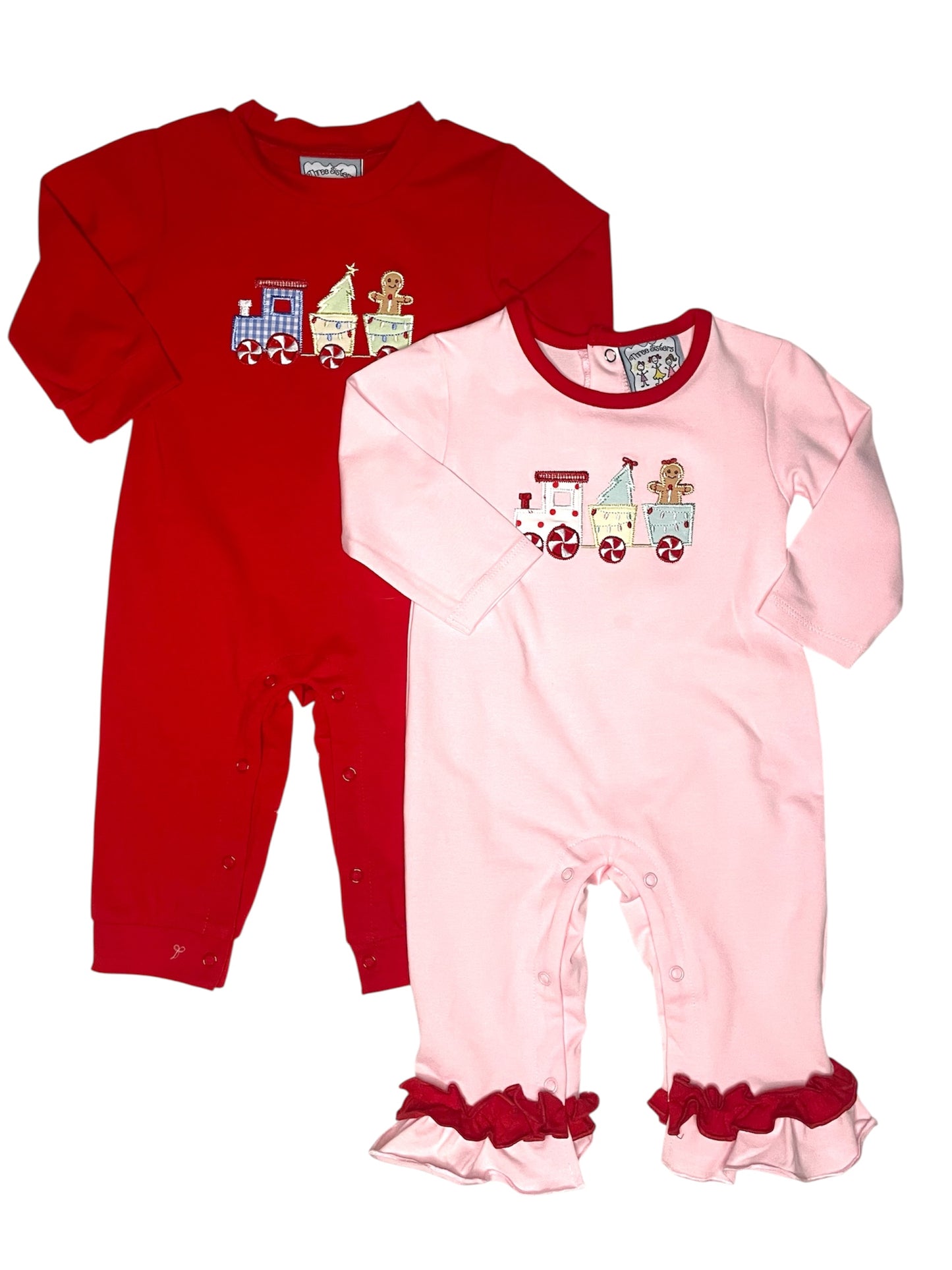 Three Sisters- Christmas Train Boys Romper