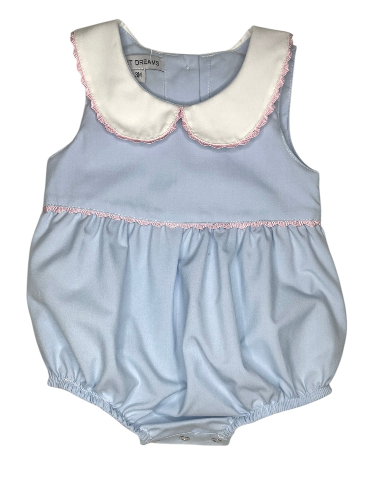 Blue Bubble with Pink Ric Rac Trim