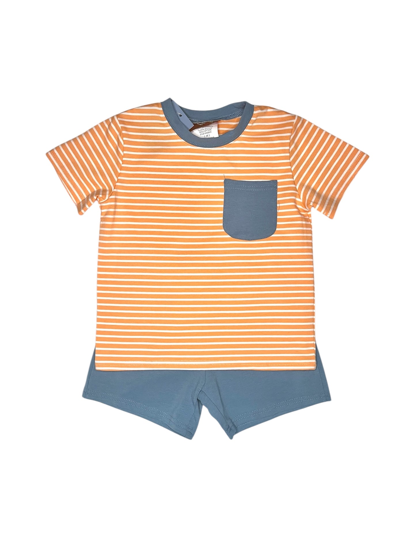 Hudson Boys Short Set - Orange & Blue