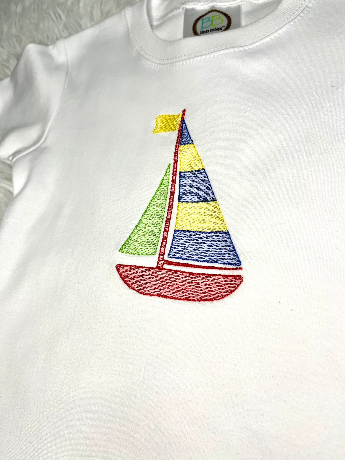 Boutique Blanks Embroidered Sailboat Tee