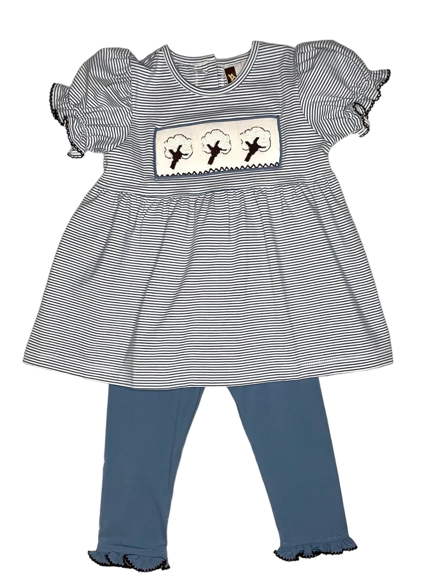 Cotton Smocked Ruffle Pant Set