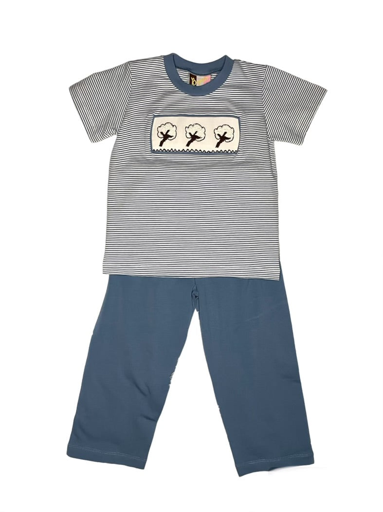 Cotton Smocked Boys Pant Set