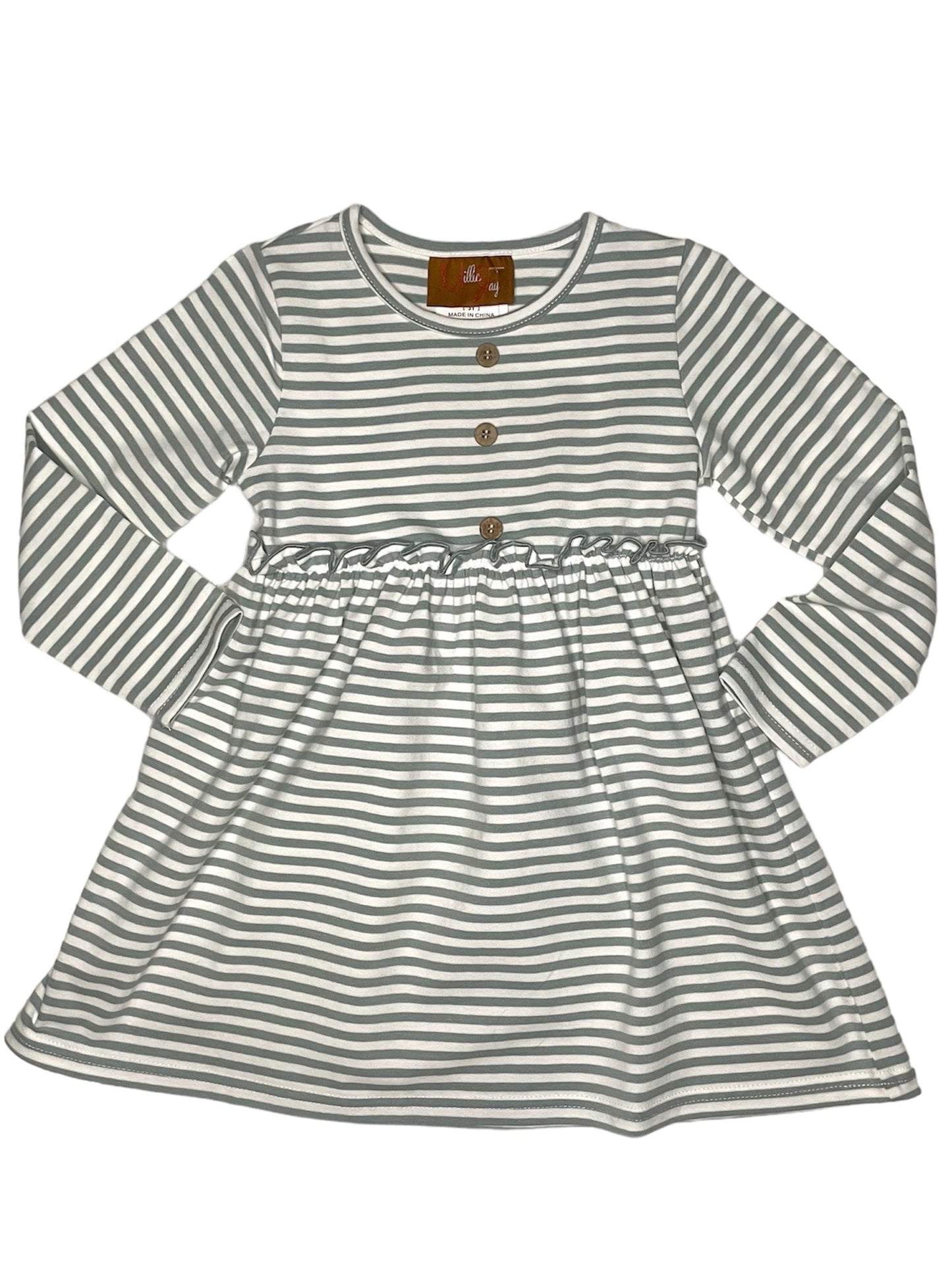 Madison Dress - Sage Stripe