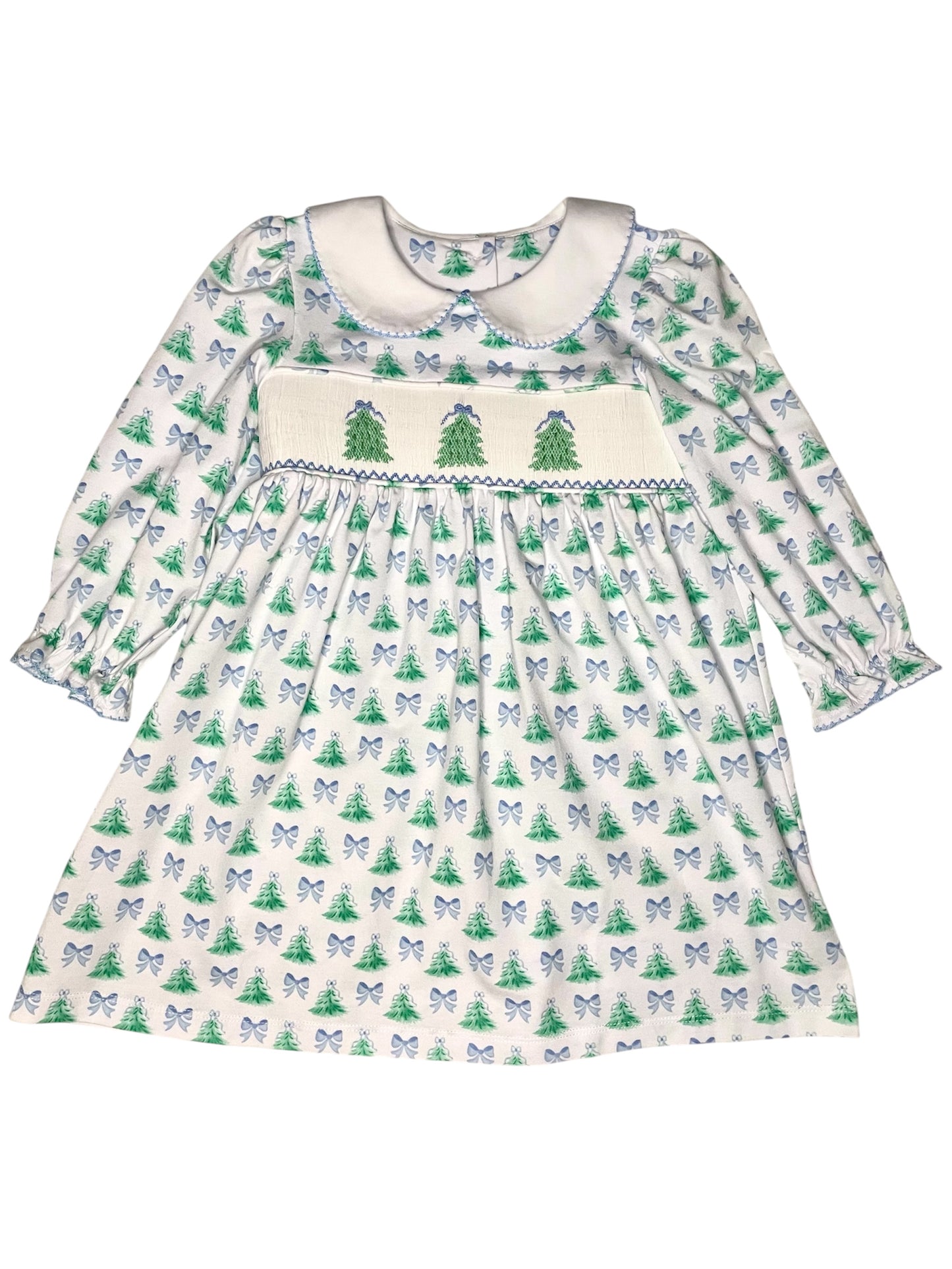 Three Sisters- Christmas Tree Smocked Dress