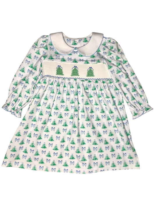 Three Sisters- Christmas Tree Smocked Dress