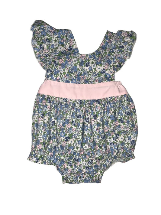 Blue/Pink Floral Print Bow Back Bubble