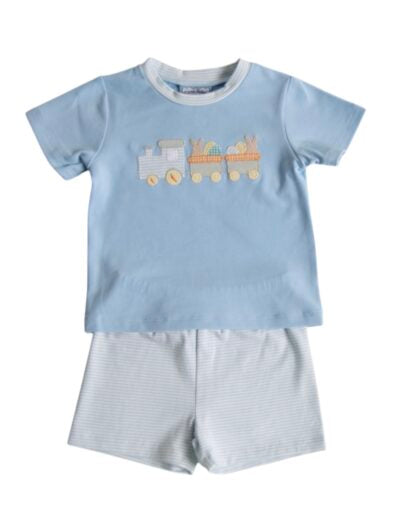 Three Sisters Easter Train Boys Short Set
