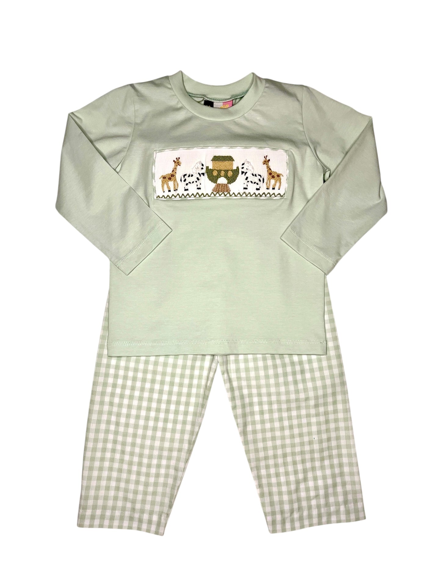 Noah's Ark Smocked Boys Pant Set