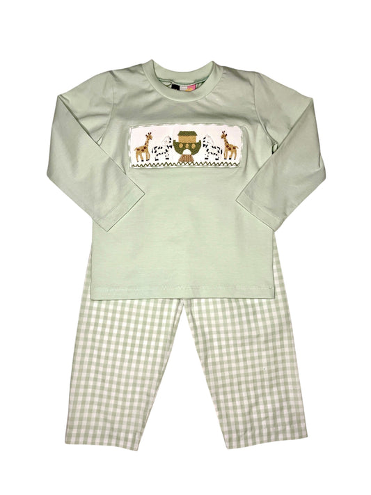 Noah's Ark Smocked Boys Pant Set