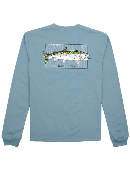 Properly Tied Boys Rainbow Trout L/S Steel Blue