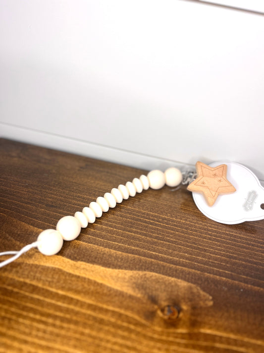 White Star Silicone Paci Clip