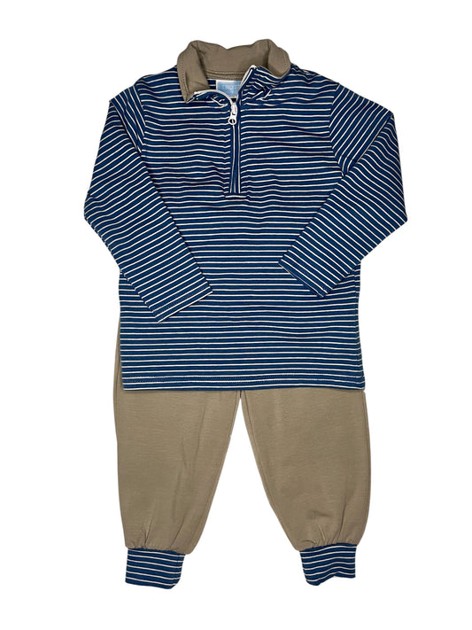 Tucker Pullover Set - Blue Stripe/Beige