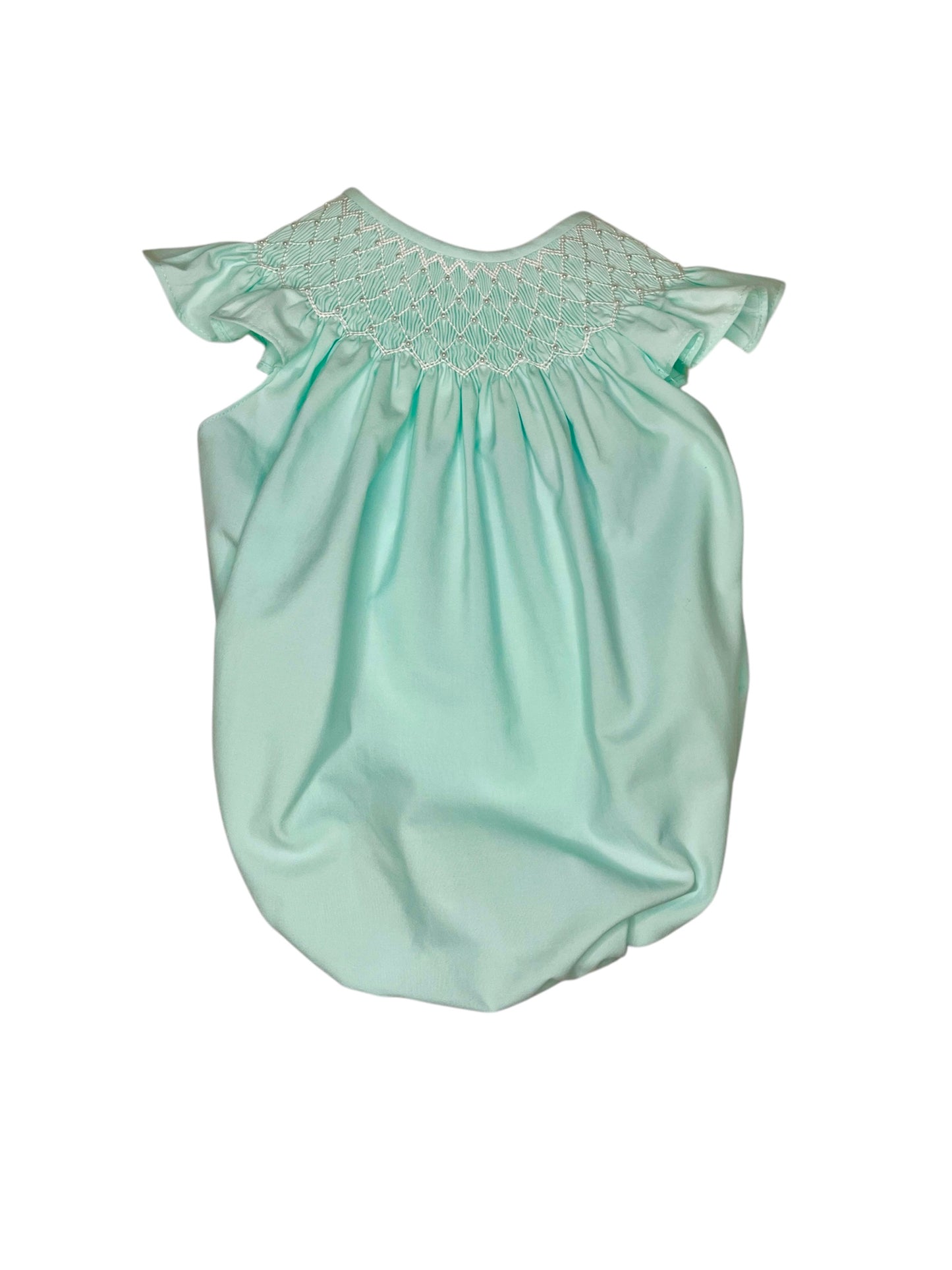 Catherine Pearl Mint Smocked Bubble
