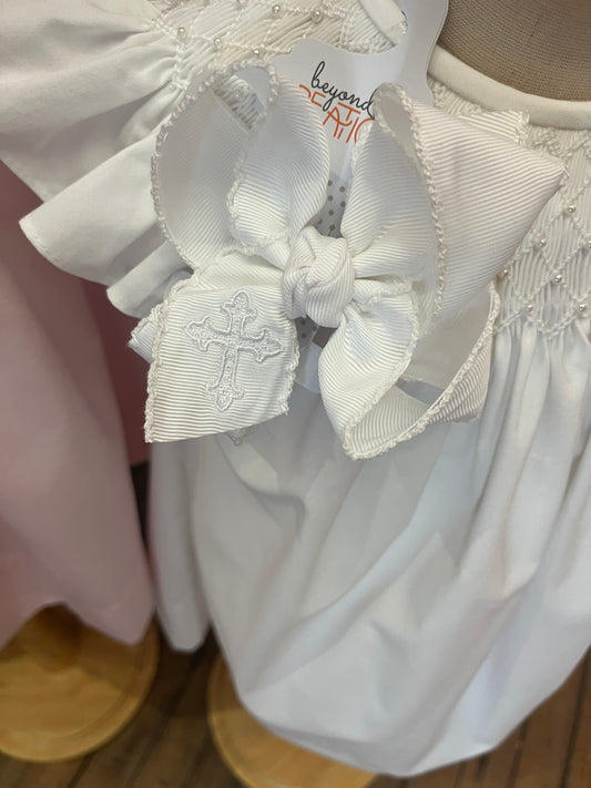 White Embroidered Cross Bow 4.5 inch