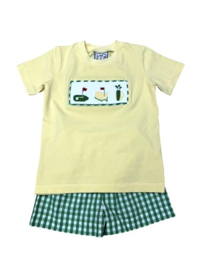 Three Sisters Golf Smocked Boys Short Set