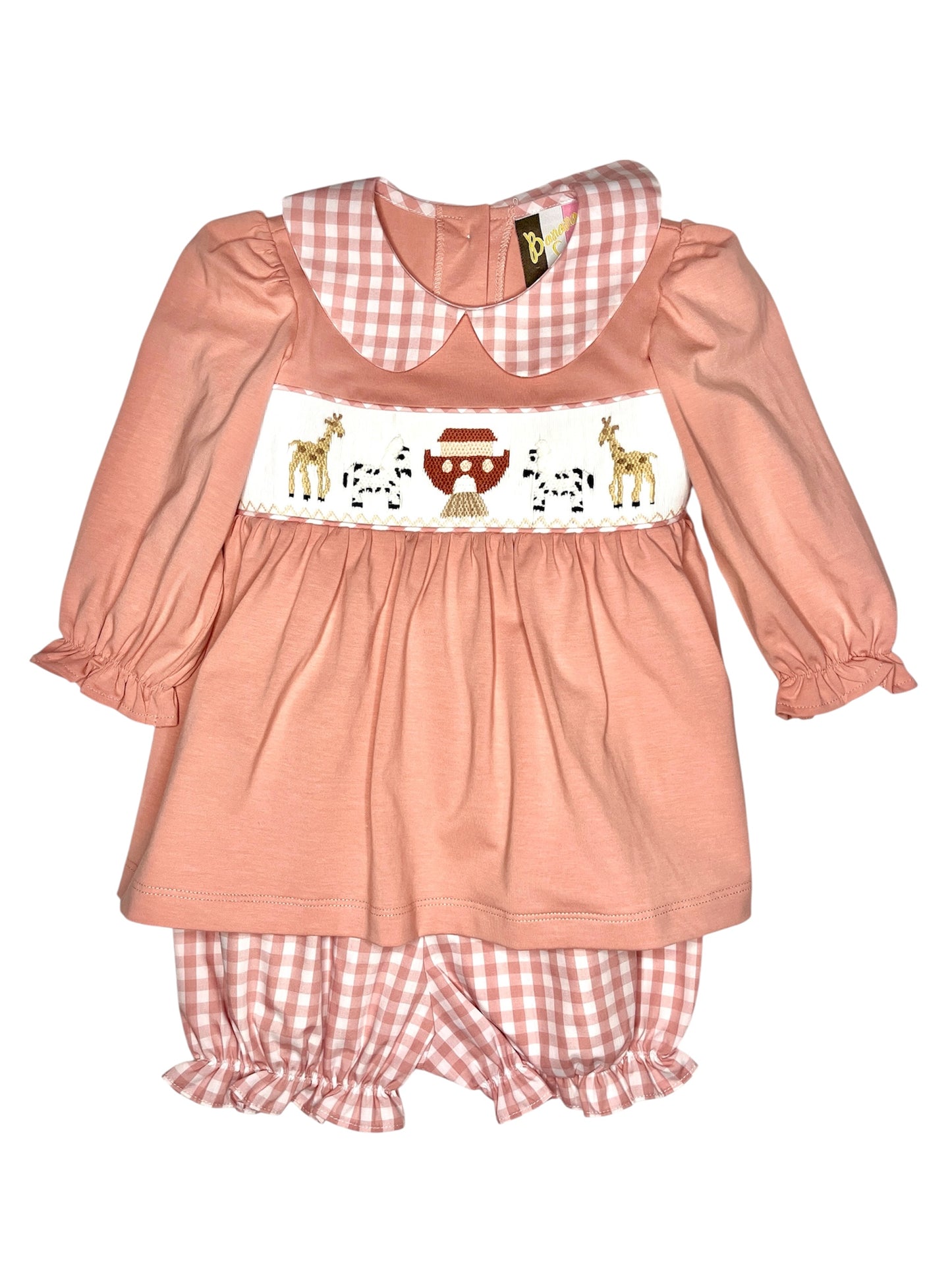 Noah's Ark Smocked Bloomer Set