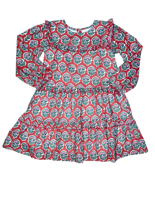 Smockingbird Christmas Floral with Gold Lurex Dress