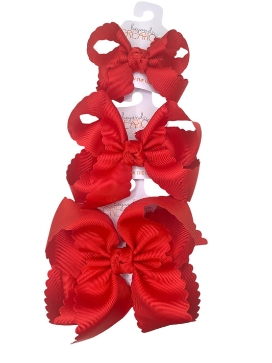 Scalloped Red Beyond Creations bow