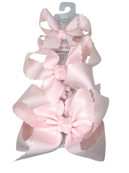 Scalloped Powder Pink Beyond Creations bow