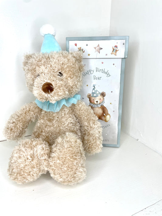 Aqua Birthday Bear in Gift Box