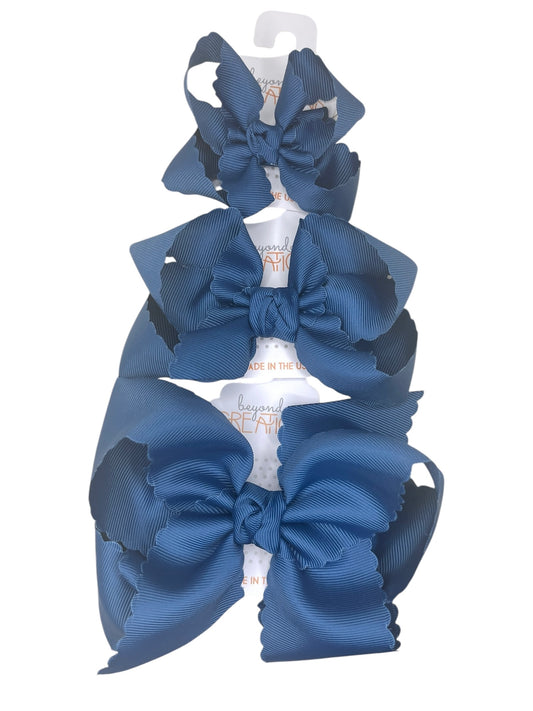 Scalloped Denim Ble Beyond Creations bow