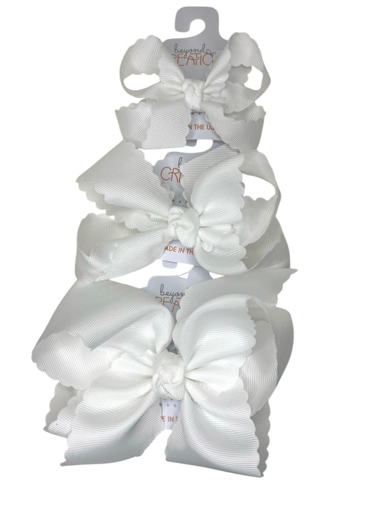 Scalloped White Beyond Creations bow
