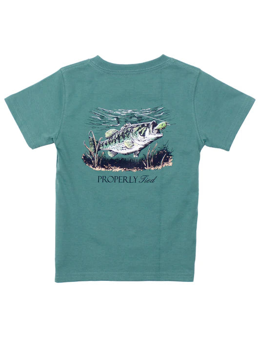 Properly Tied Boys Set The Hook Tee - Marine Green