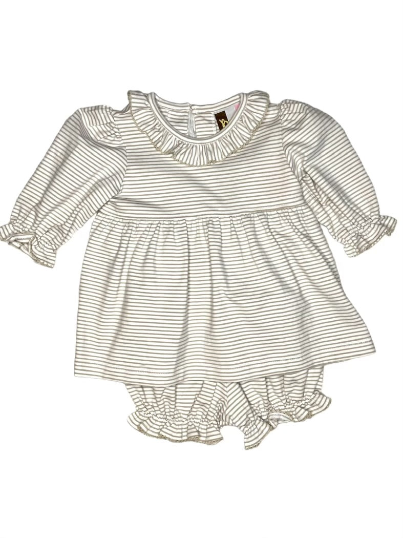 Khaki Stripe Knit Bloomer Set